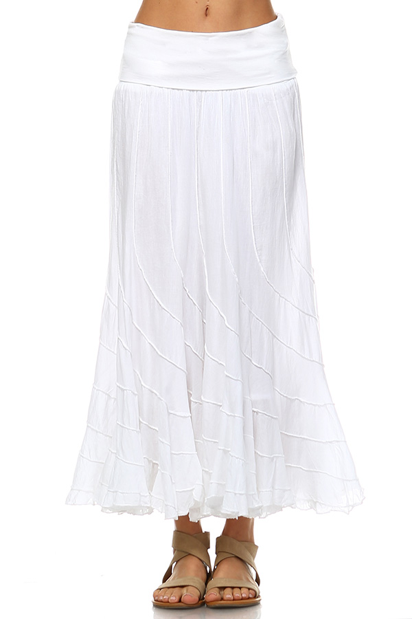 100% Cotton Circle Skirt - White